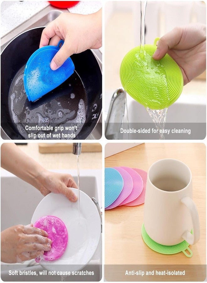 Scribify Silicone Sponge Dish Brush Food Grade BPA Free Reusable Rubber Sponges Dishwasher Safe and Dry Fast for Kitchen Dish Dishes Fruits Vegetables Washing and Cleaning Pack of 12 - Image 2